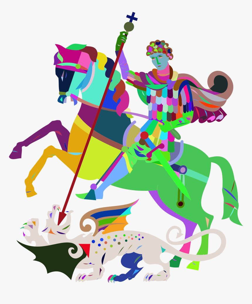 Modern Art Slaying The Dragon Clip Arts - Saint George Dragon Modern, HD Png Download, Free Download