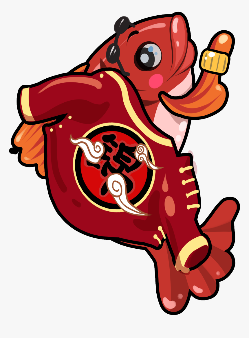 Hand Painted Festive Lucky Koi Red Mullet Png And Psd - Cartoon, Transparent Png, Free Download