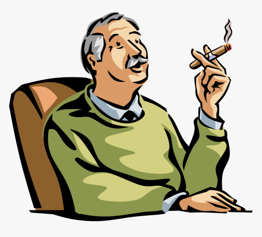 Vector Illustration Of Retired Elderly Senior Citizen - Smoking Clip Art, HD Png Download, Free Download