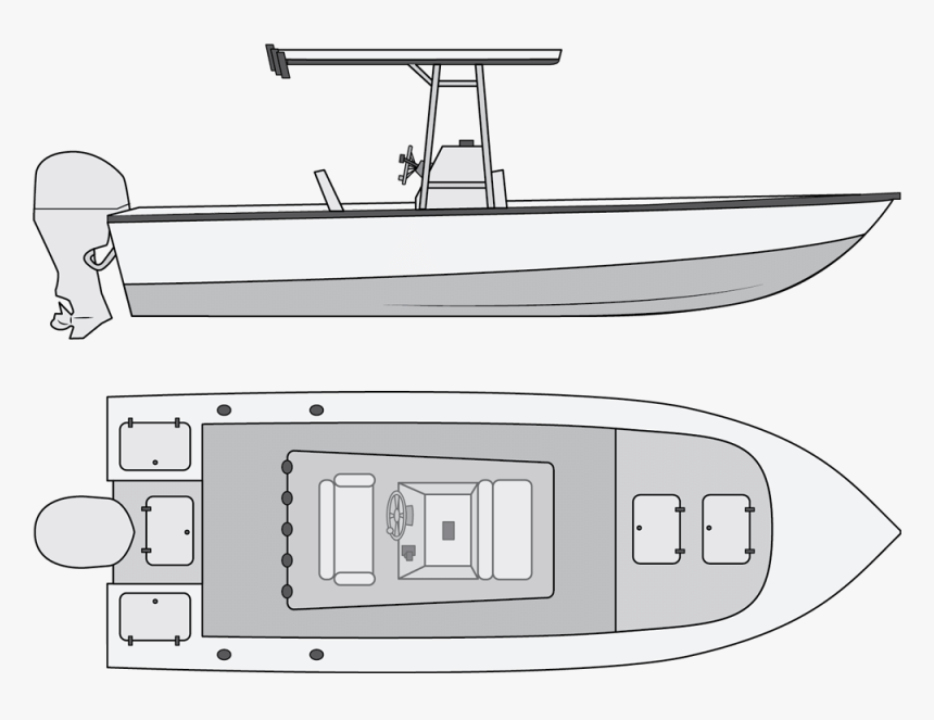 Types Of Fishing Boats - Center Console Fishing Boat Drawings, HD Png Download, Free Download