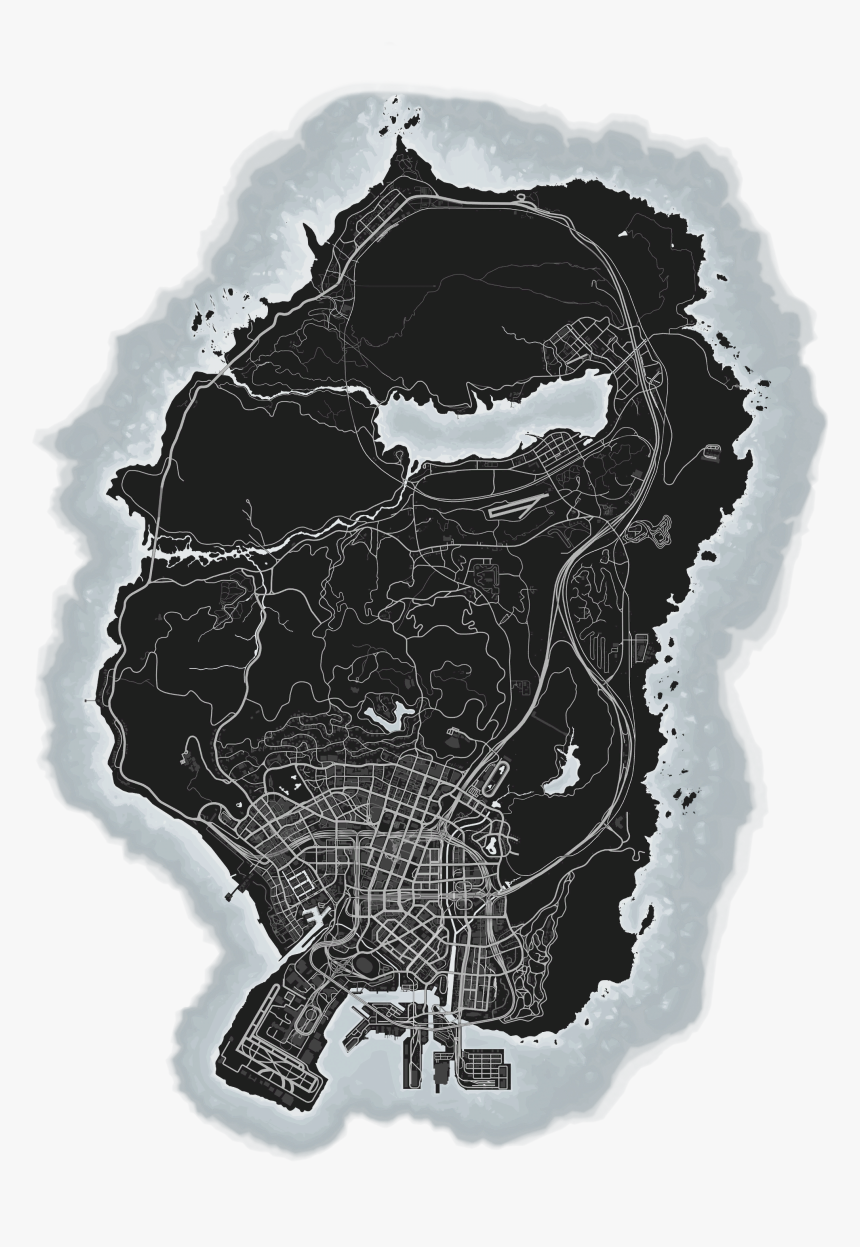Gta V Map Black And White, HD Png Download, Free Download