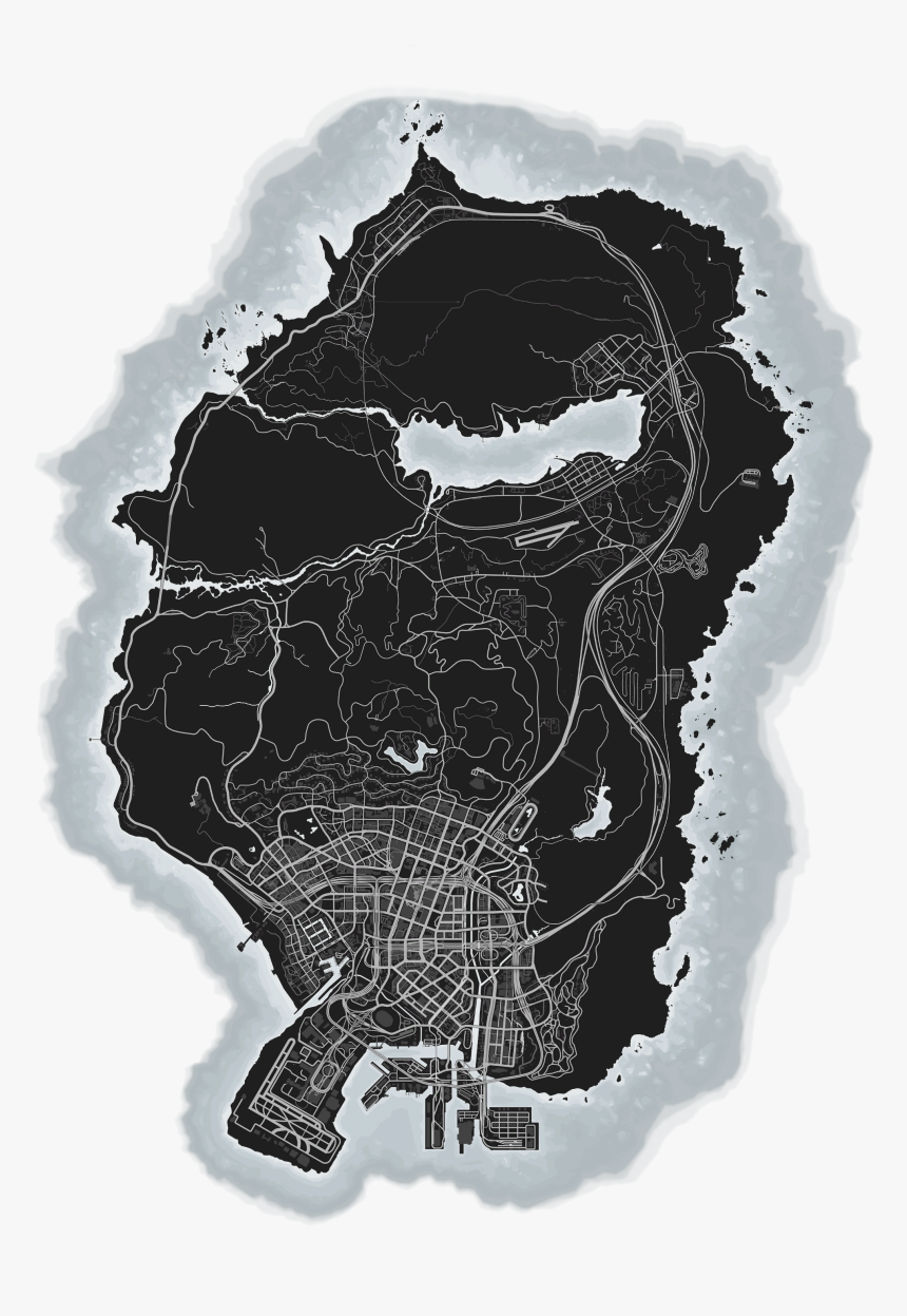 Gta V Map Black And White Hd Png Download Kindpng