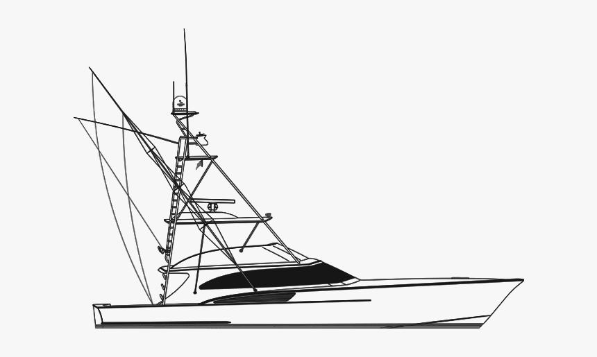 Drawn Yacht Fishing Boat - Fishing Yacht Line Drawing, HD Png Download, Free Download