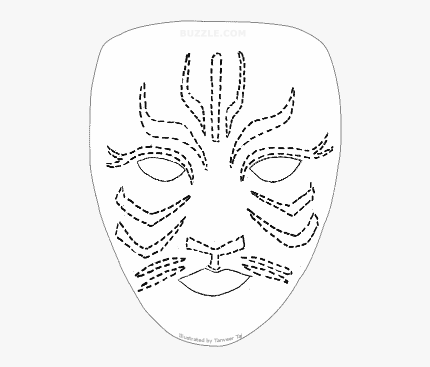Clip Art Scary Face Paint - Tiger Face Paint Stencil, HD Png Download, Free Download