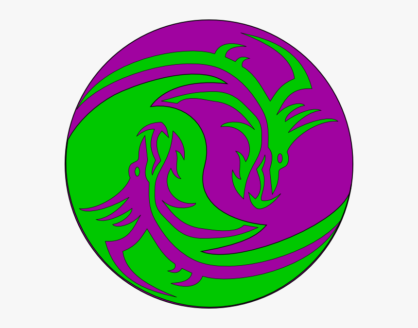 Green Purple Dragons Svg Clip Arts - Dragon Yin Yang Symbol, HD Png Download, Free Download