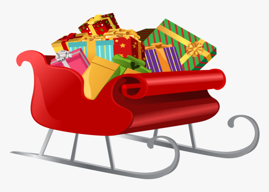 Sleigh Santa With Ts Clip Art Image Transparent Png - Transparent Christmas Sleigh Clipart, Png Download, Free Download