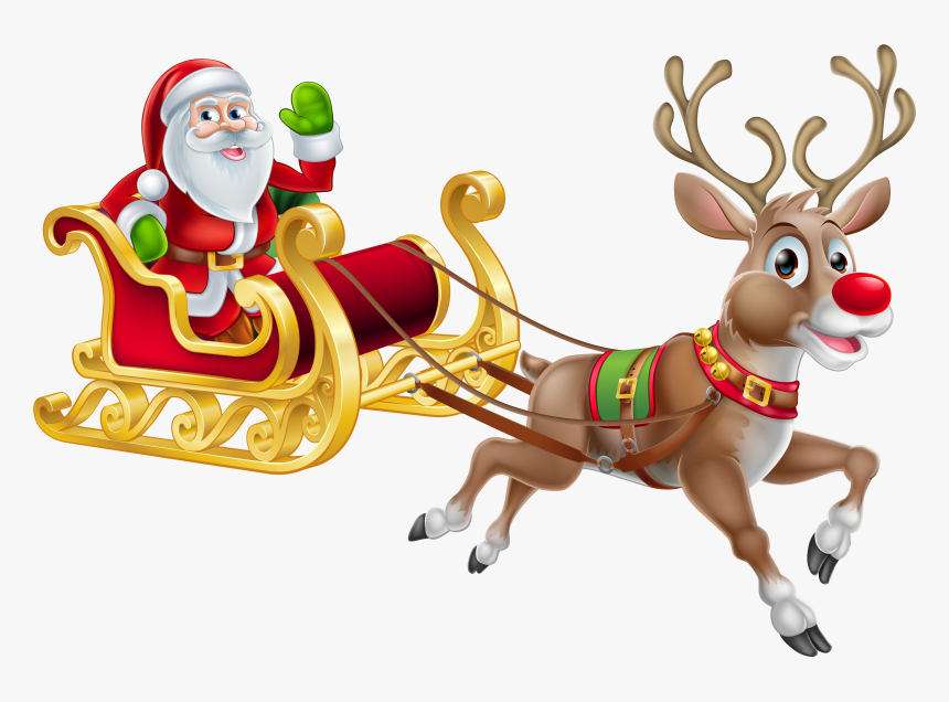 Transparent Santa Clip Art - Reindeer Transparent, HD Png Download, Free Download