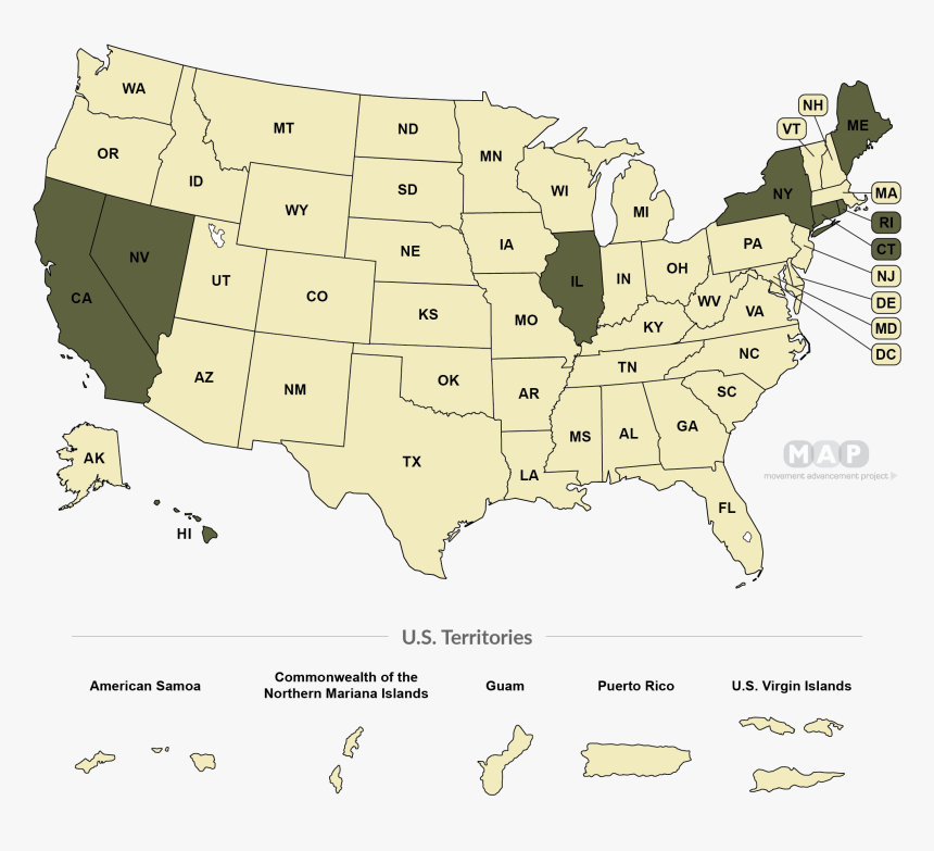 United States Map - States With Red Flag Laws, HD Png Download, Free Download