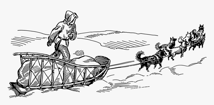 Dog Pulling Sled Drawing, HD Png Download, Free Download