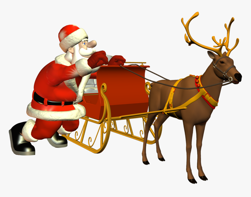Santa Claus Ded Moroz Christmas Sled - Reindeer With Sleigh Real, HD Png Download, Free Download