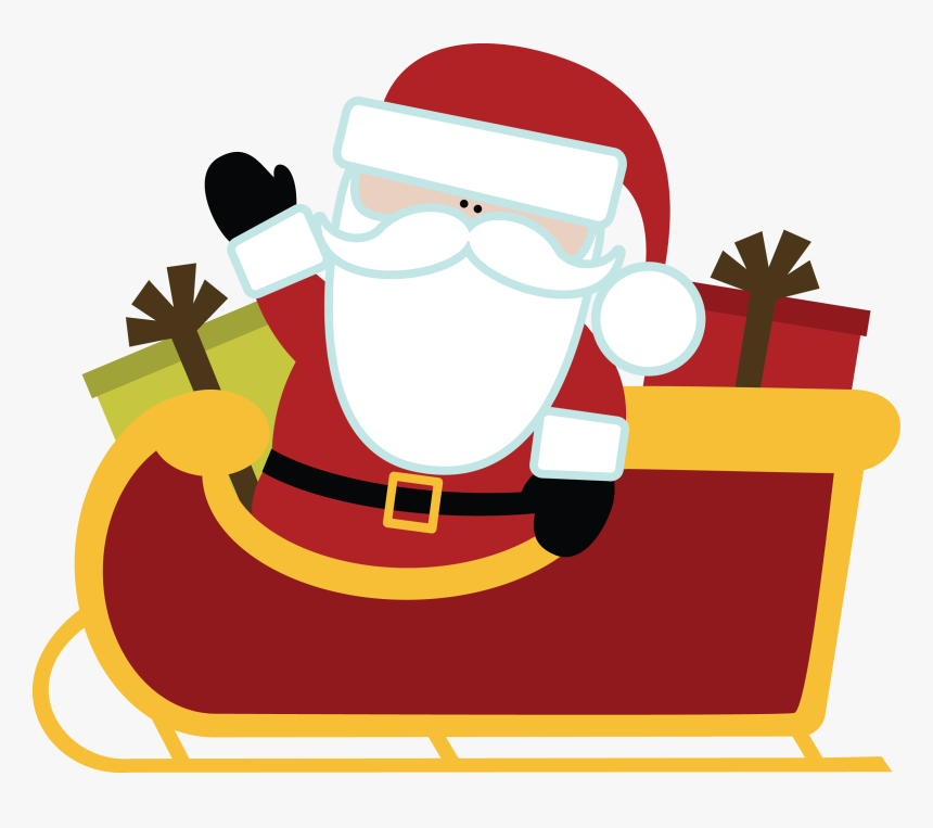 Transparent Santas Sleigh Clipart - Christmas Santa With Sleigh Clipart, HD Png Download, Free Download