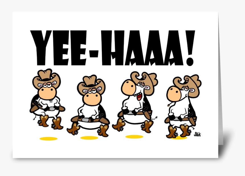 Yee-haa Cow Linedancing Greeting Card - Line Dancing Cows, HD Png Download, Free Download
