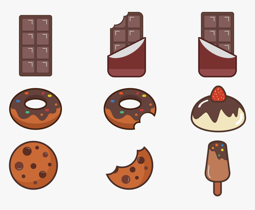 Cute Cartoon Icon Emoji Png Flowers Fruit Donut Food - Cartoon Png Chocolate Cute Png, Transparent Png, Free Download