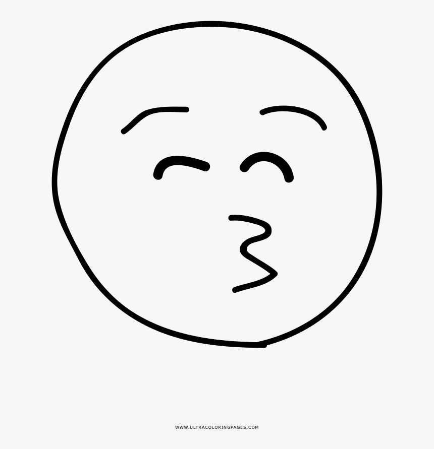 Kiss Emoji Coloring Page - Line Art, HD Png Download, Free Download