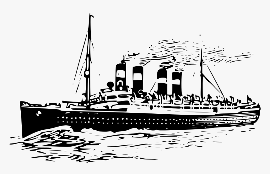 Transparent Cruise Ship Clipart - Titanic Clipart Black And White, HD Png Download, Free Download