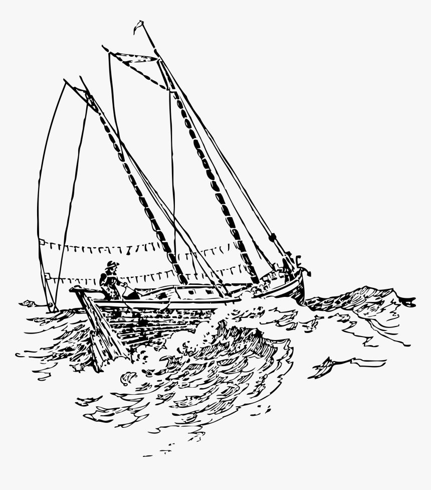 Drawing Sailboats Titanic - Boat On Wave Drawing, HD Png Download, Free Download