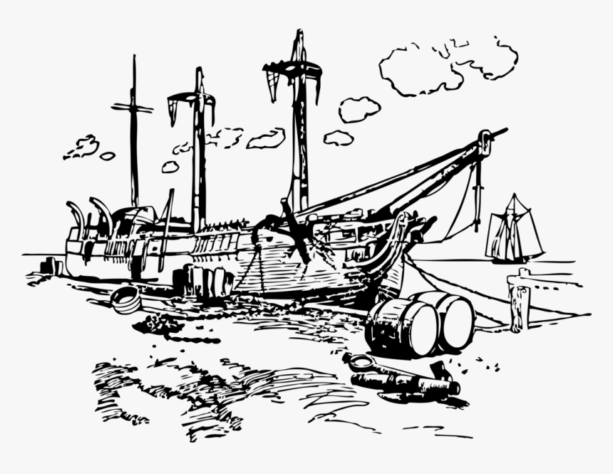 Shipwreck Boat Rms Computer - Clipart Black And White Wreck, HD Png Download, Free Download
