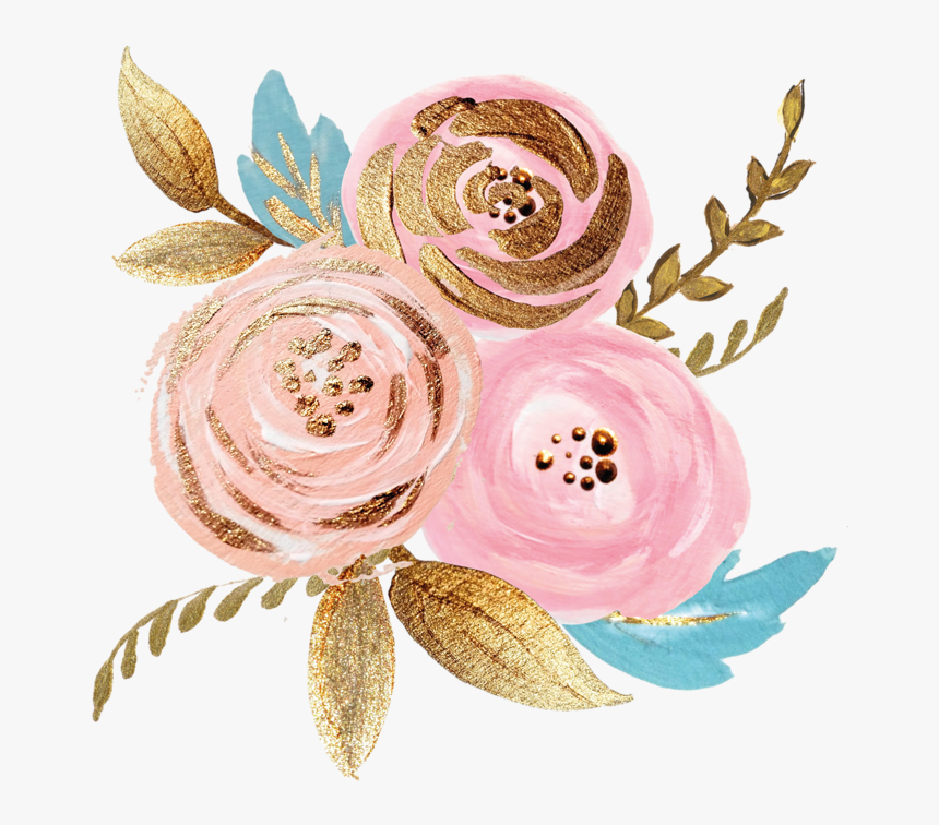 Rose Gold Flower Png - Rose Gold Watercolor Background, Transparent Png, Free Download