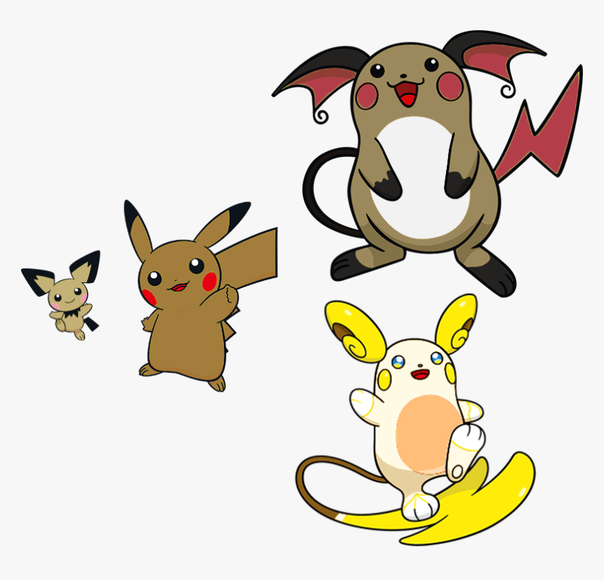 Pichu, Pikachu, Raichu By High Jump - Pichu Pikachu Raichu Alolan Raichu, HD Png Download, Free Download