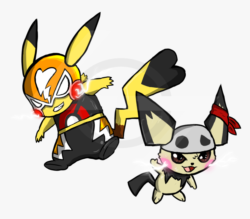 Pikachu Libre And Team Skull Pichu 
pokemon © Nintendo, - Pikachu Libre X Pichu, HD Png Download, Free Download