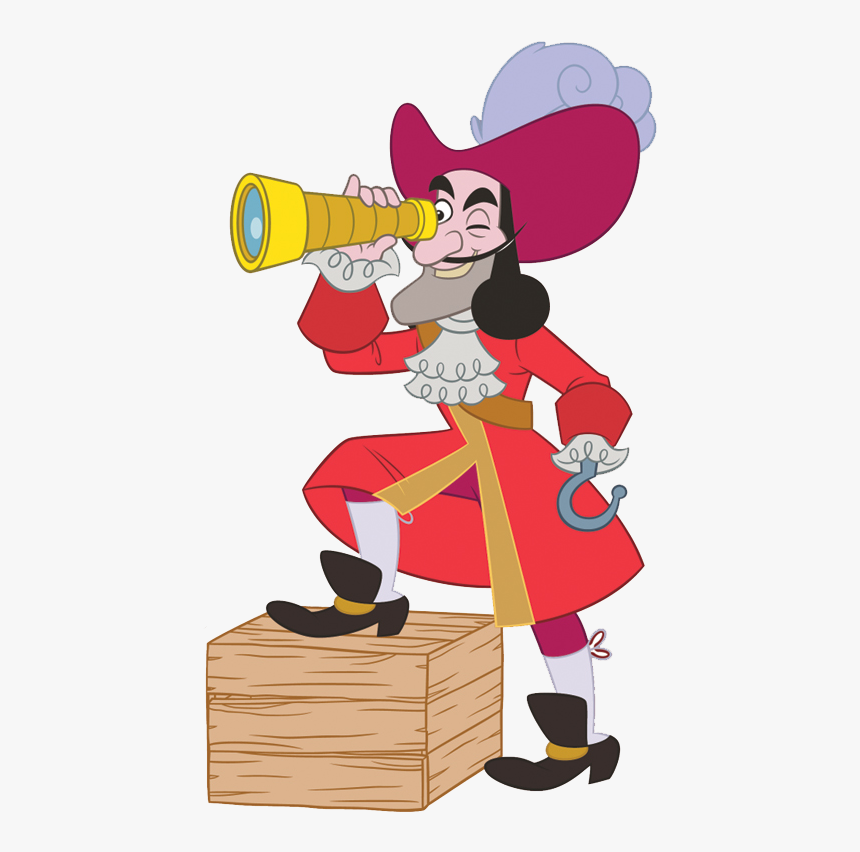 Captain Hook Looking In Telescope - Cliparts Of Jake And The Neverland Pirates, HD Png Download, Free Download