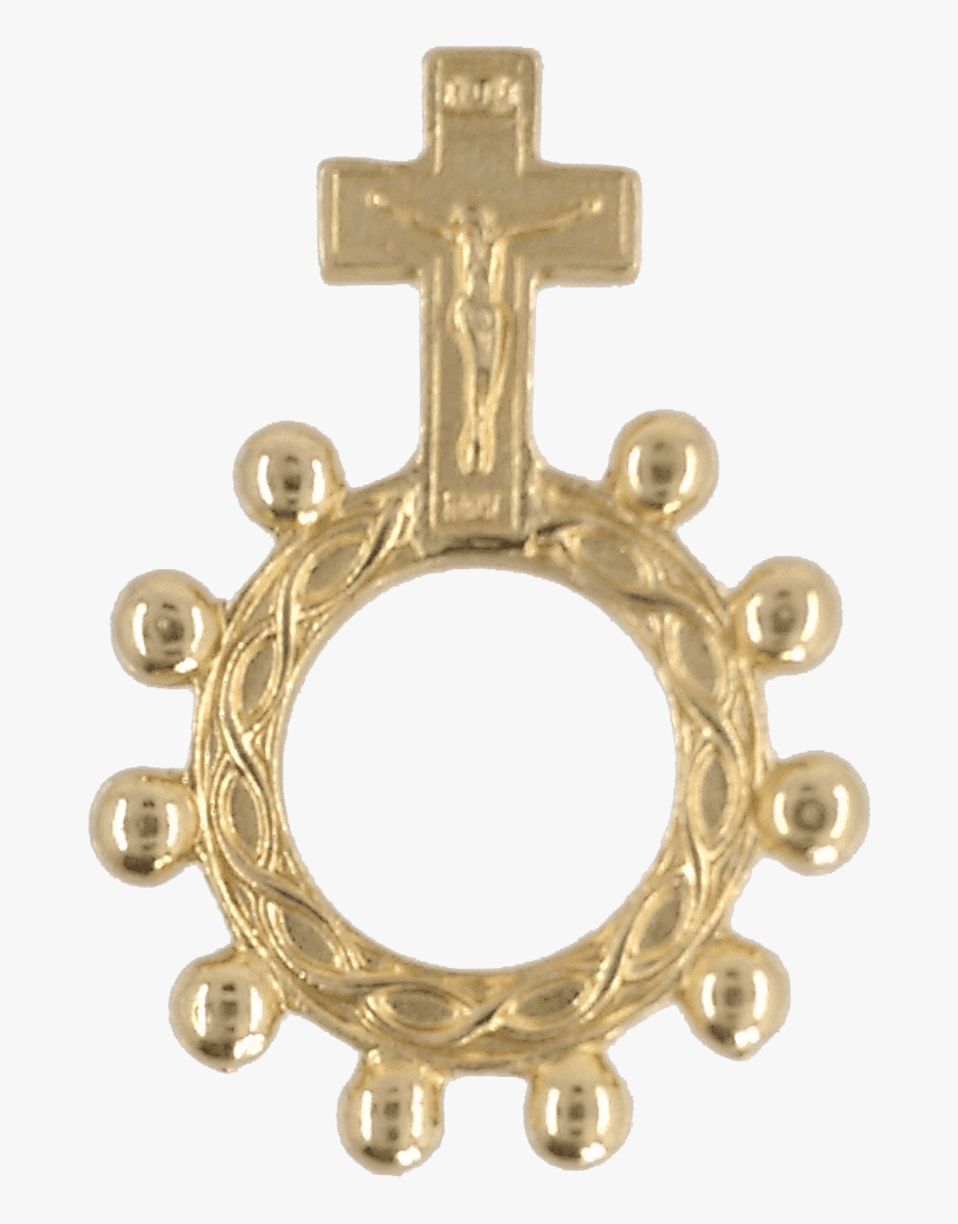 Gold Tone Finger Rosary With Crucifix Png Finger Rosary - Cross, Transparent Png, Free Download