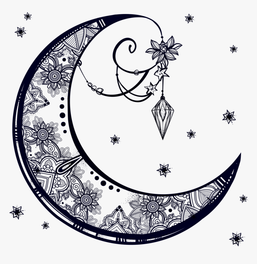 Decoration Moon Drawing Crescent Download Hq Png Clipart - Artistic Moon Crescent Drawing, Transparent Png, Free Download