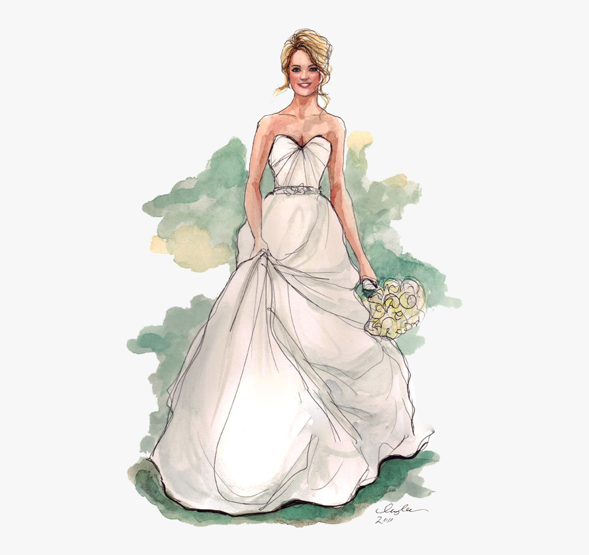 Bride Png Image Hd - Drawing Of Girl Wearing A Dress, Transparent Png, Free Download