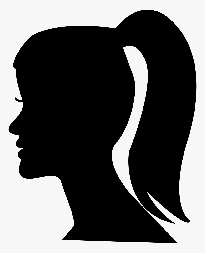 Female Head With Ponytail - Hair In A Ponytail Cartoon, HD Png Download, Free Download