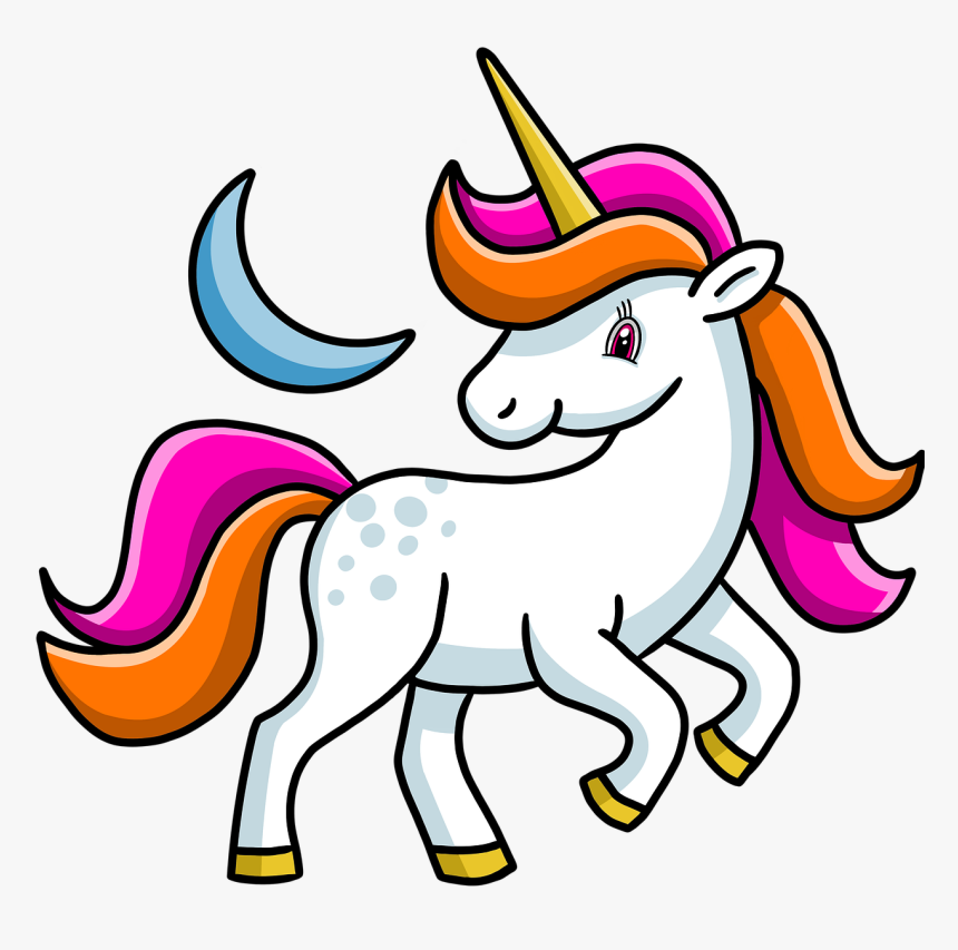 Unicorn, Moon, Pony, Horse, Spots, Hair, Colour, Pretty - Unicorn Coloring Pages For Kids, HD Png Download, Free Download