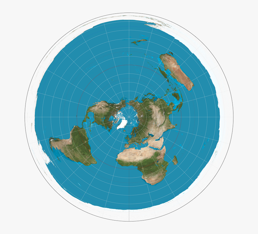 Ae Equidistant Projection Flat Earth - Flat Earth East West, HD Png Download, Free Download