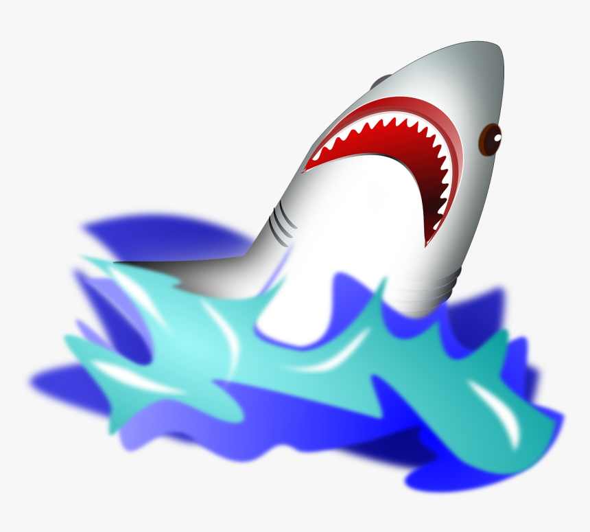 Shark, Attack, Wave, Danger, Dangerous, Ocean, Fish - Shark In Water Clipart, HD Png Download, Free Download