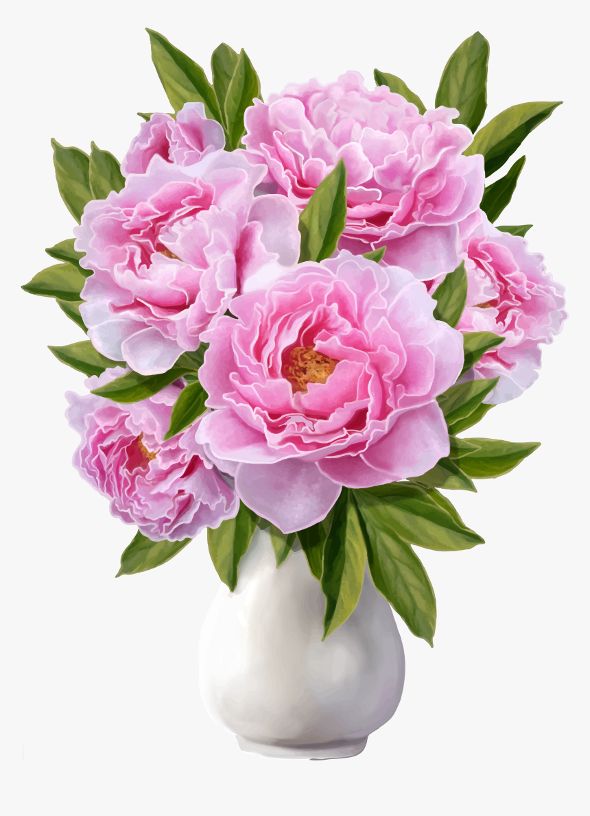 Bouquet Of Peonies Png Banner Transparent Stock - Pink Flowers Vase Png, Png Download, Free Download