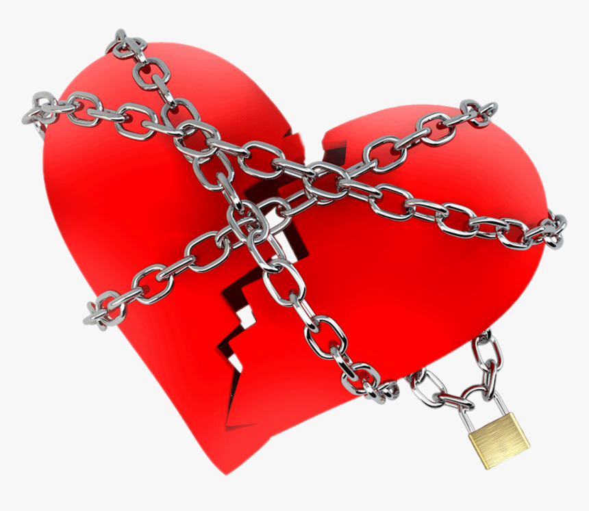 Heart Chain Brokenheart Hate Love Red Lock Truelove - Broken Heart With Chains, HD Png Download, Free Download