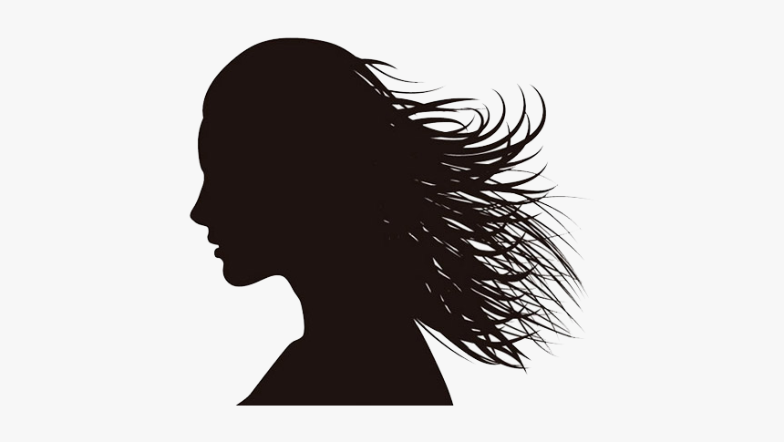 Silhouette Woman Female Drawing - Long Hair Girl Face Silhouette, HD Png Download, Free Download