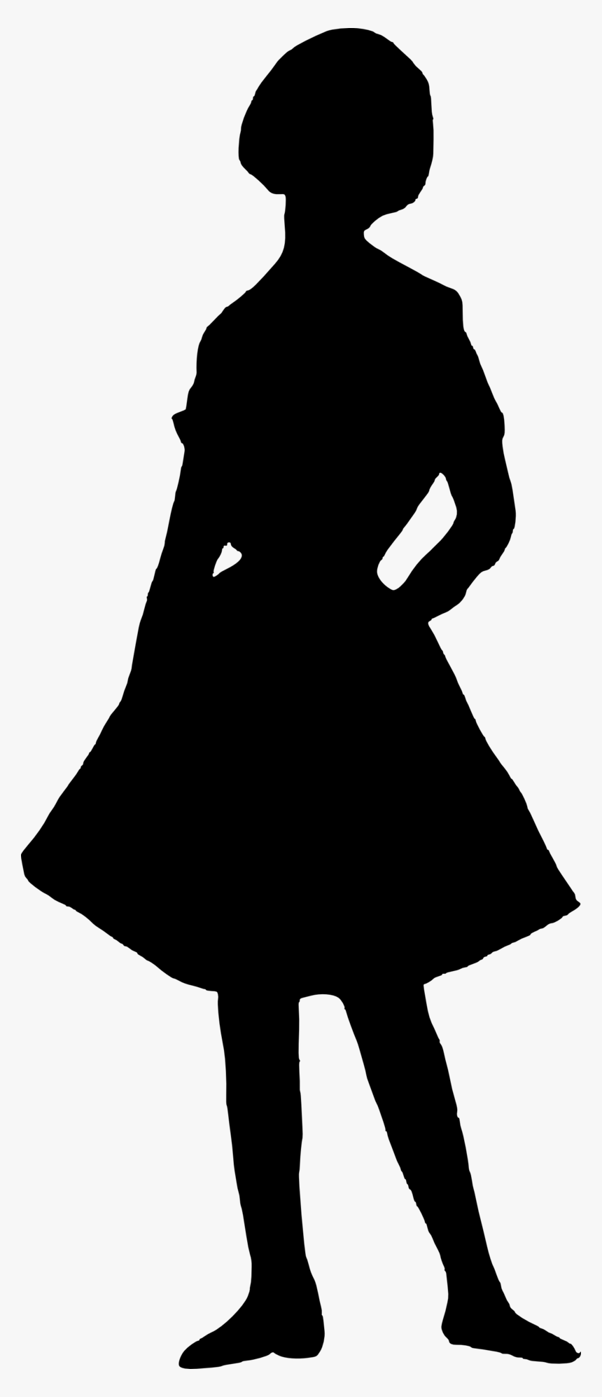 Girl-silhouette - Silhouette Of A Cartoon Girl, HD Png Download, Free Download