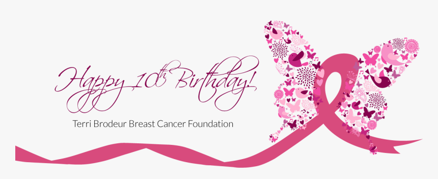 Tbbcf 10th Birthday - Breast Cancer Ribbon Butterfly, HD Png Download, Free Download