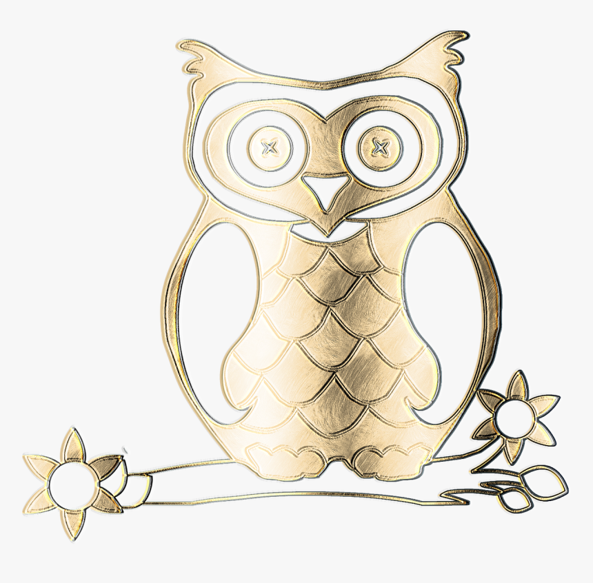 Owl Metal Gold Free Picture - Gold Owl Clip Art, HD Png Download, Free Download