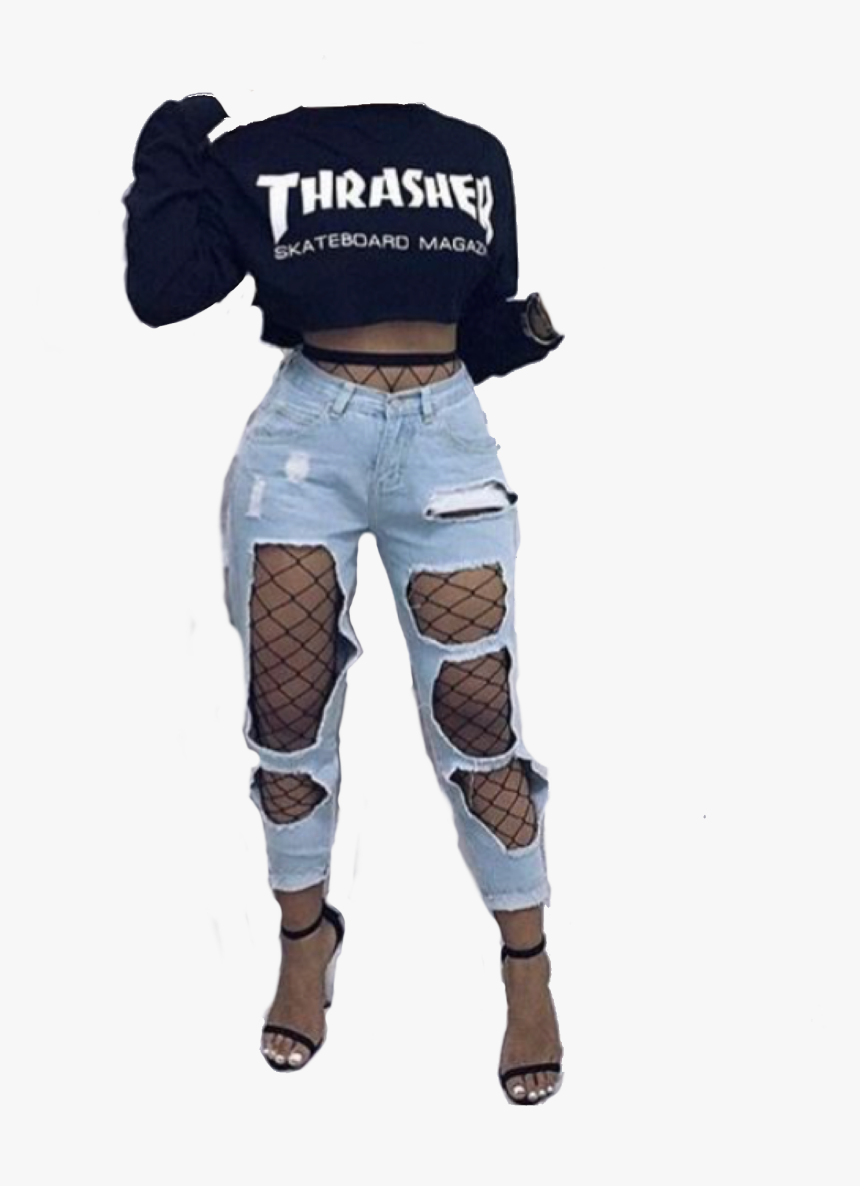 Tight Jeans And White Fishnets, HD Png Download, Free Download