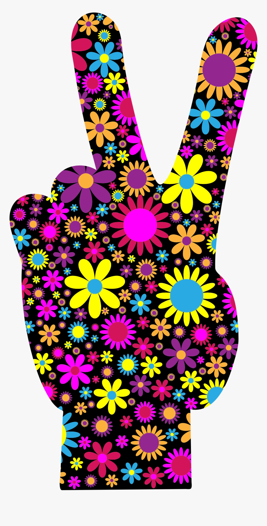 Transparent Sign Clipart - Flower Peace Sign Hand, HD Png Download, Free Download