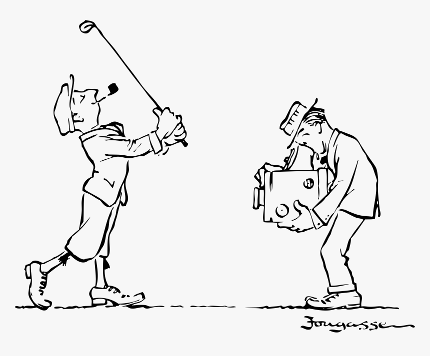 Golfer Posing Clip Arts - Line Drawing Of A Golfer, HD Png Download, Free Download