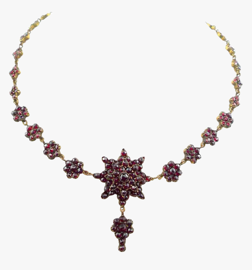 Antique Victorian Era Cut Garnets Necklace Circa - Necklace, HD Png Download, Free Download