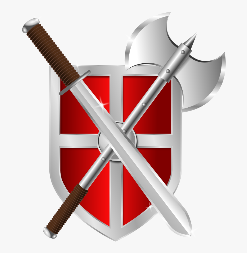 Sword, Battleaxe & Shield - Transparent Shield And Sword, HD Png Download, Free Download