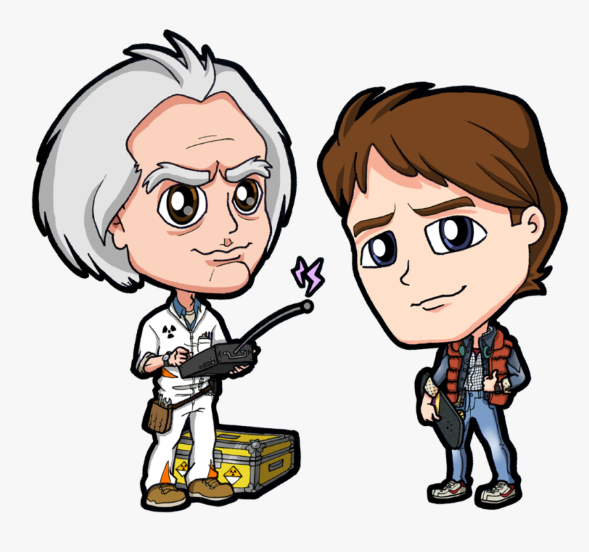 1985 Back To The Future Doc Brown Marty Mcfly By Zphal - Doc From Back To The Future Cartoon, HD Png Download, Free Download