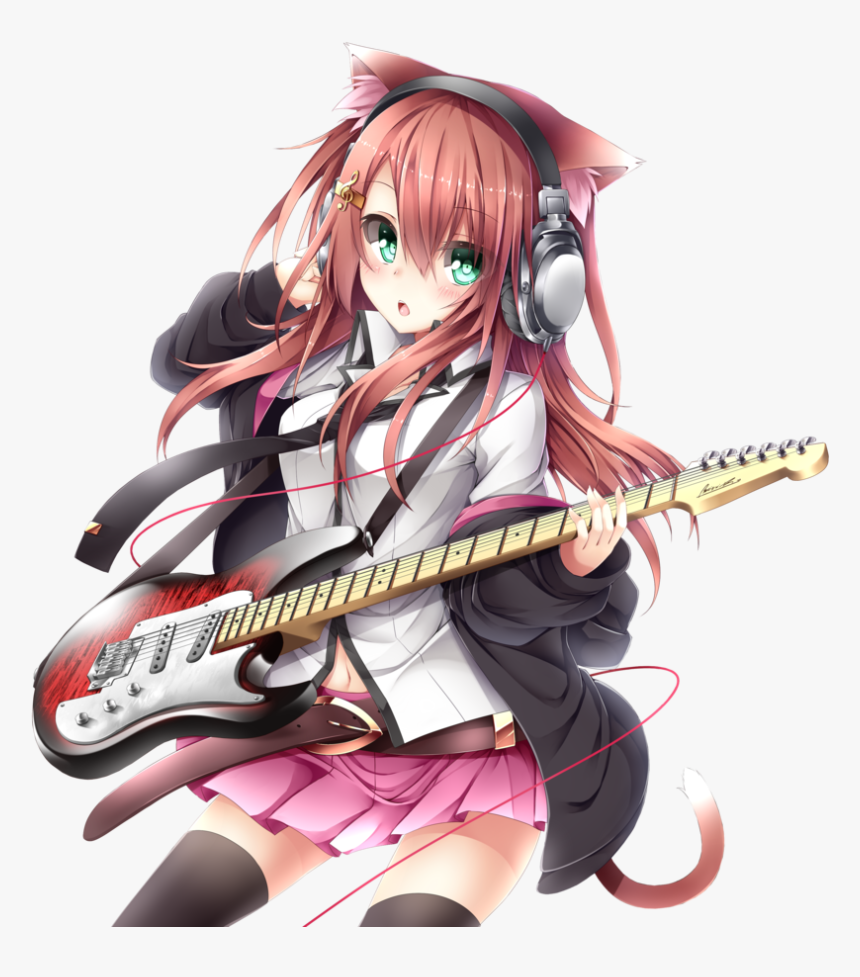 Anime Neko Png - Transparent Anime Girl With Guitar, Png Download, Free Download