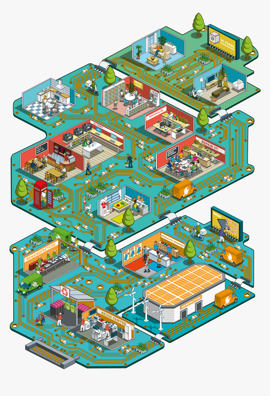 Colourful Isometric Illustration Of Various Futures, HD Png Download, Free Download