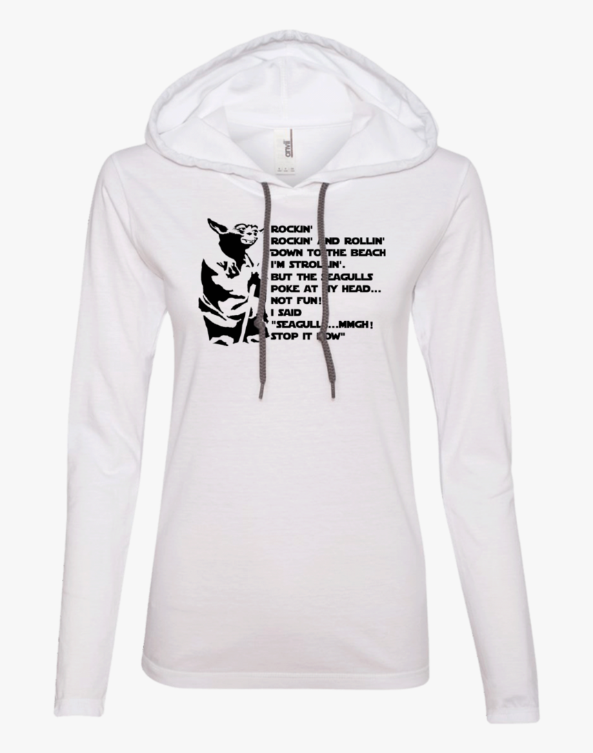 Yoda Seagulls Poke At My Head Ladies Ls T-shirt Hoodie - Hoodie, HD Png Download, Free Download