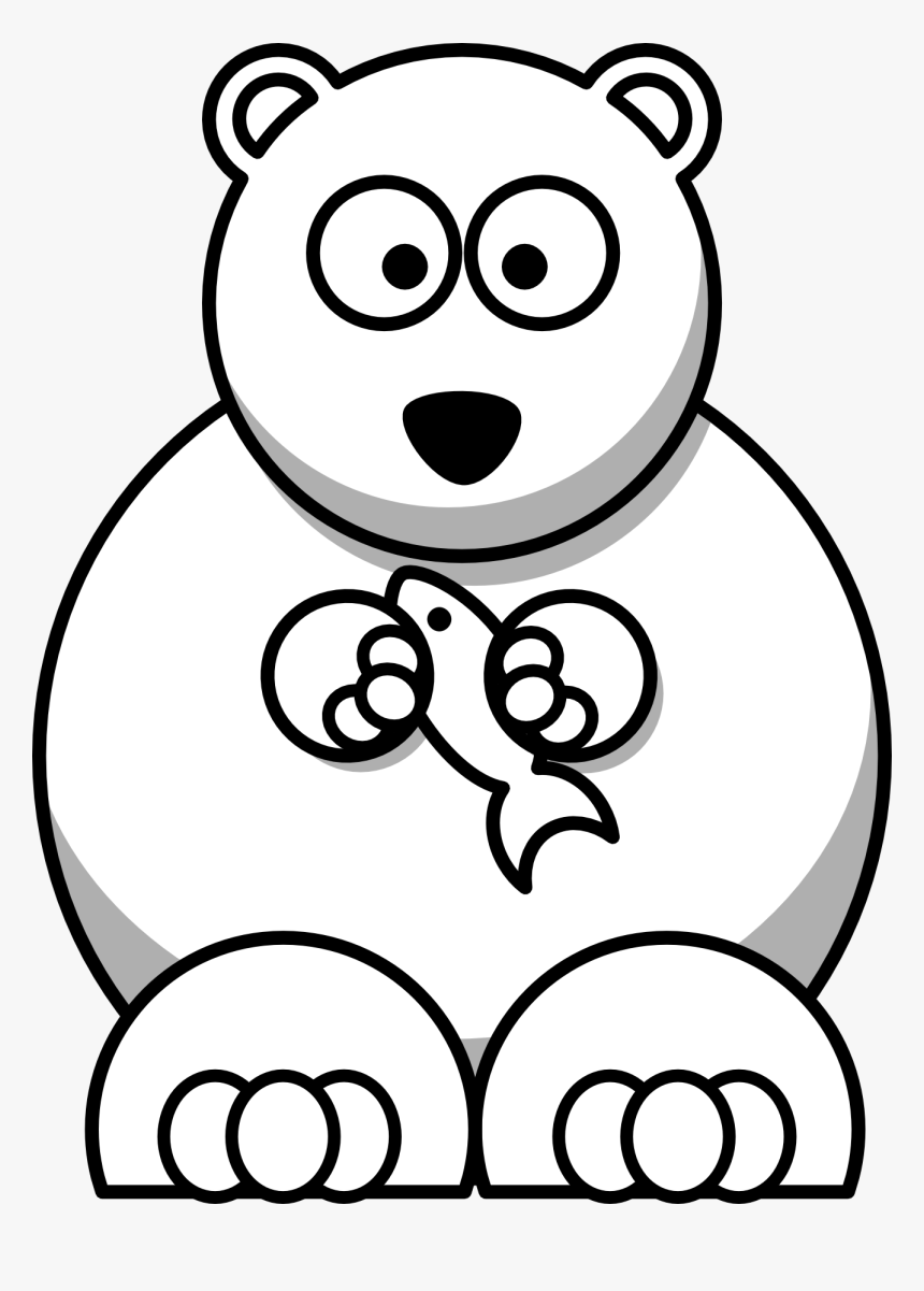 Lemmling Cartoon Bear Black White Line Art Christmas - Clip Art Cartoon Polar Bear, HD Png Download, Free Download