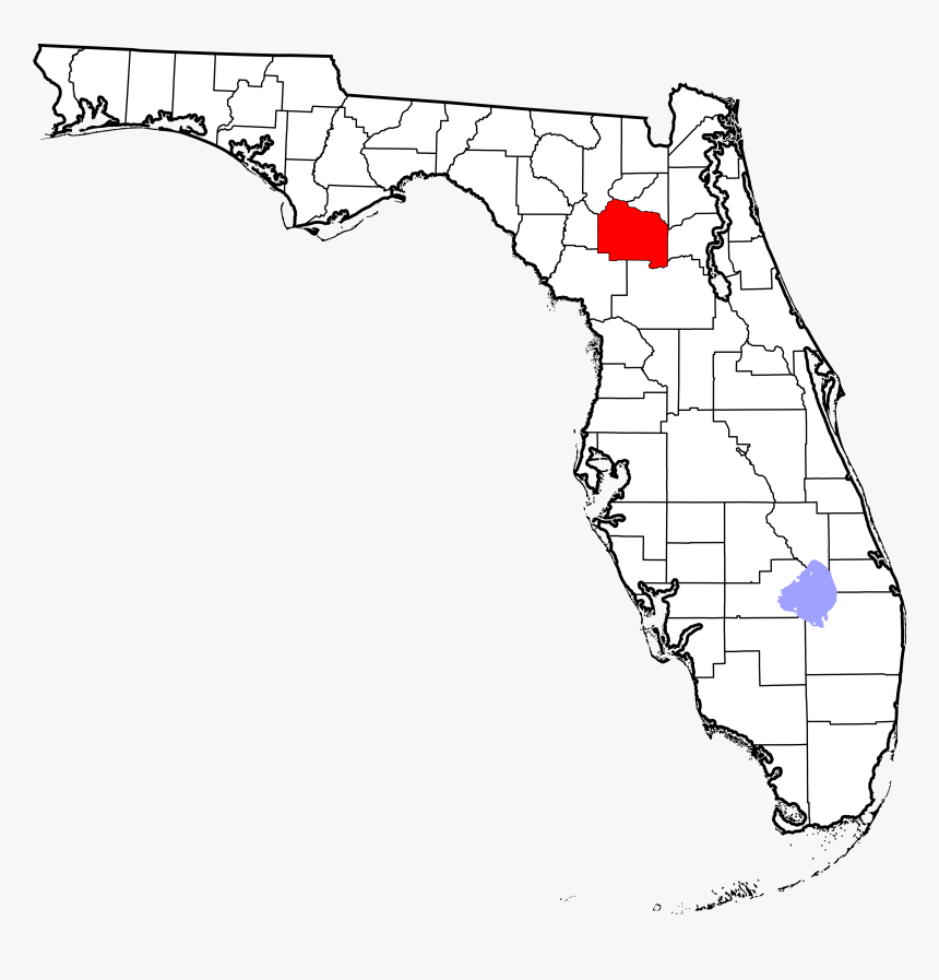 Map Of Florida Highlighting Marion County - Ocala On Florida Map, HD Png Download, Free Download