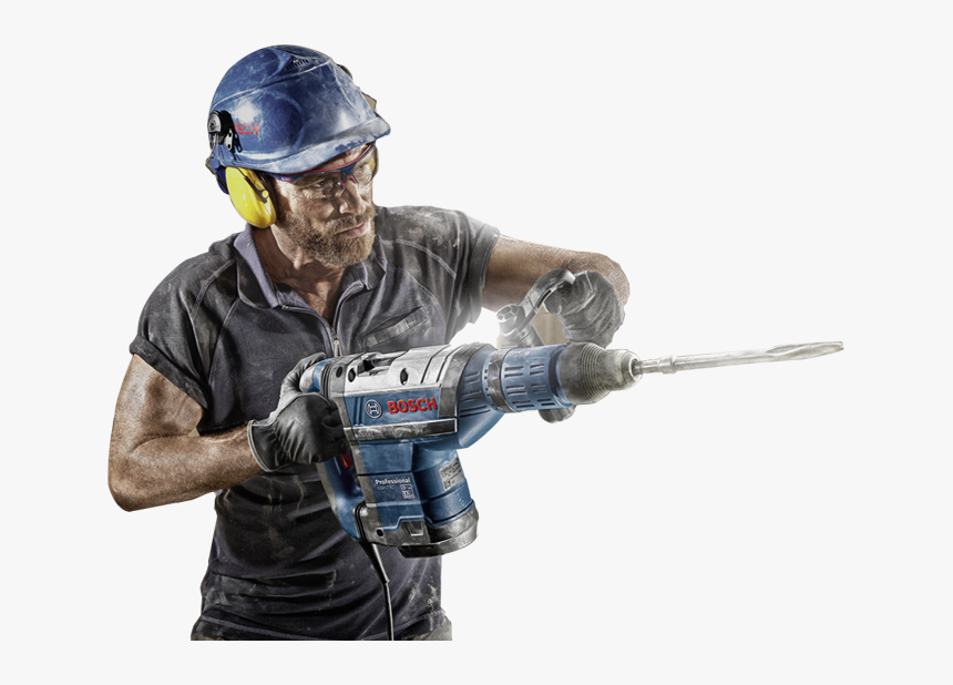 Worker With Drill Png, Transparent Png, Free Download